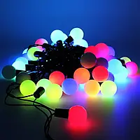Гірлянда матова кулька 80LED 7м (флеш) RGB, Новорічна бахрама, Світлодіодна гірлянда, Вулична гірлянда