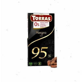 Шоколад веганський безглютеновий темно чорний ,без цукру ,95% Torras, 75 г