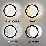 Настінно-стельовий світлодіодний світильник-бра VIVA 2R 25 Вт 250 × 200 × 40 мм Чорно-білий, фото 7