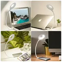 Гнучка USB лампа з голосовим керуванням із зарядкою від Power bank біла / Світлодіодний ліхтар LK-50