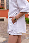 Жіночий літній костюм оверсайз Сорочка + Шорти бавовняний білий Костюм-двійка на літо, фото 4