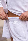 Жіночий літній костюм оверсайз Сорочка + Шорти бавовняний білий Костюм-двійка на літо, фото 7