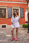 Жіночий літній костюм оверсайз Сорочка + Шорти бавовняний білий Костюм-двійка на літо, фото 3