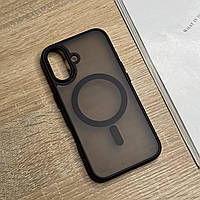 Матовий чохол на iPhone 16. Захищений, чорного кольору, напівпрозорий ззаду