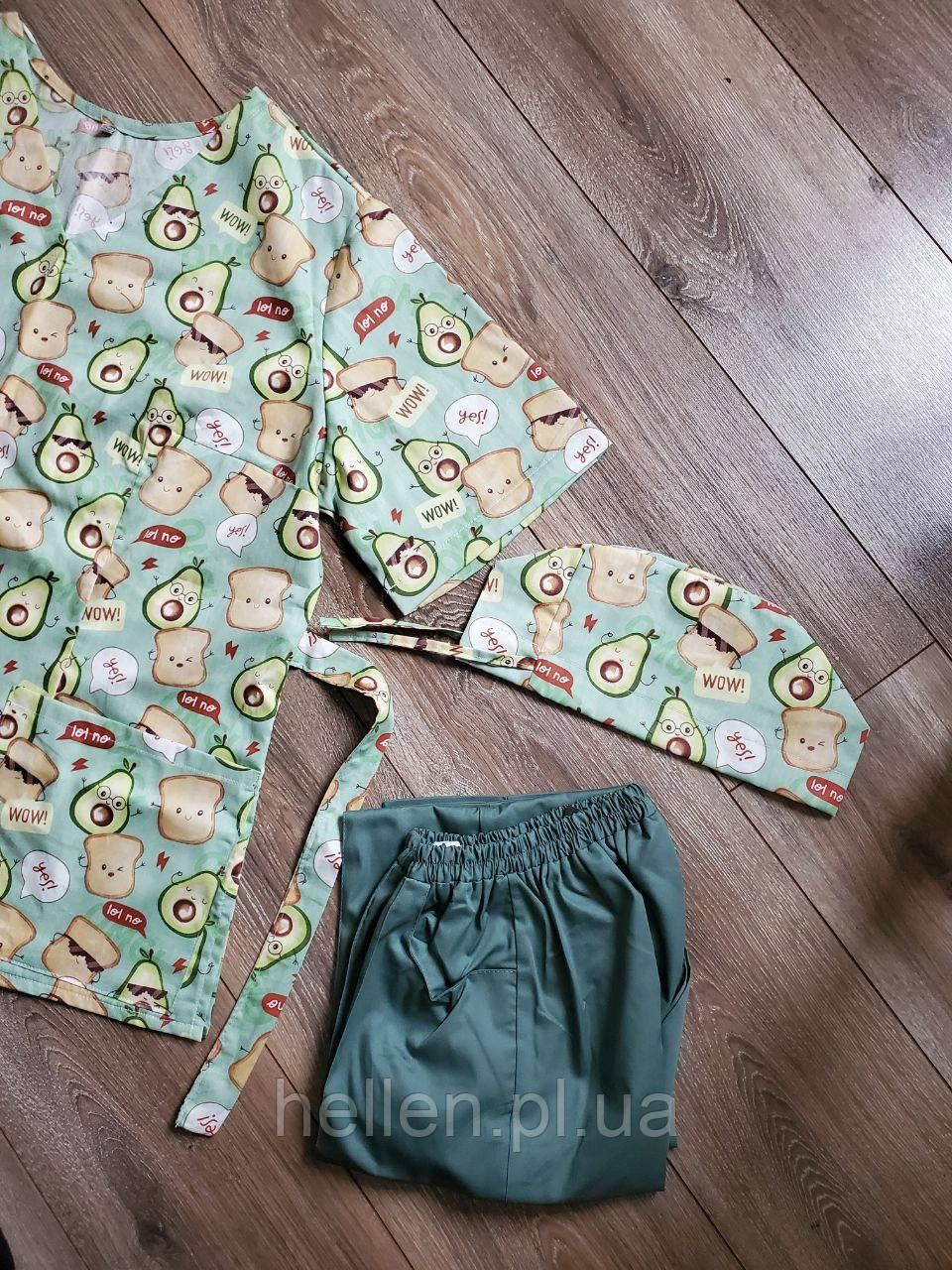 Принтована хірургічна кофта/куртка "Авокадо"