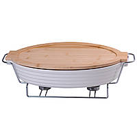 Марміт керамічний з бамбуковою кришкою 1.8 л на металевій підставці з підігрівом