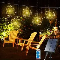 Світлодіодні кульові лампи Solar Starburst, світлодіодні  вогні з дистанційним керуванням, 8 режимами Теплий білий