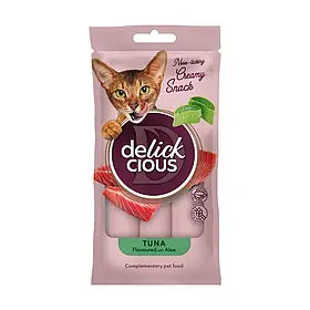 Кремові ласощі для котів Delickcious з тунцем і алое стік 15гр (ціна за 1 стік)