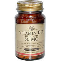 Рибофлавін (вітамін В2), Vitamin B2, Solgar, 50 мг, 100 таблеток