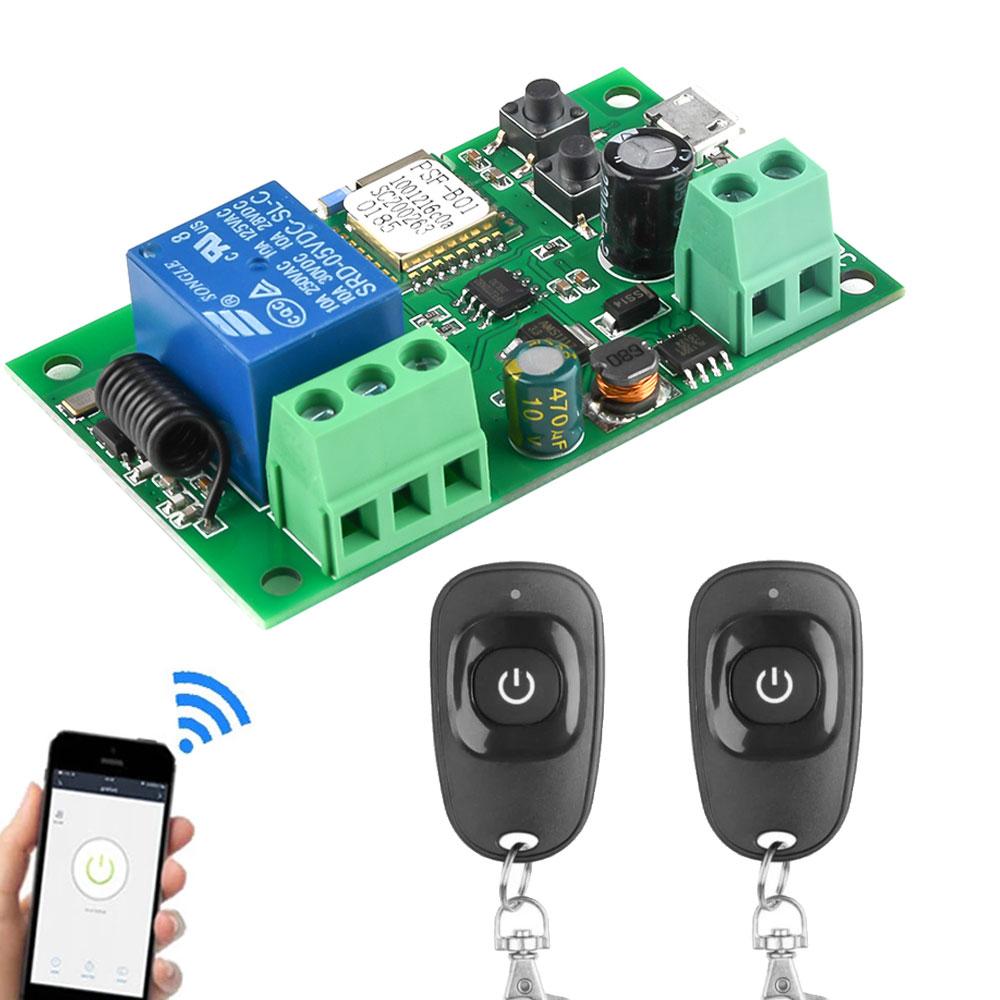 Wifi реле Sonoff PSF-B01 + RF DC7-32V реле сухий контакт для воріт з двома пультами