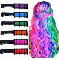 Набір крейди для волосся 10 шт Hair chalk Різнокольорові барвники гребінець для дітей та дорослих