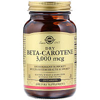 Бета каротин (Beta Carotene), Solgar, сухий, 3000 мкг, 250 таблеток