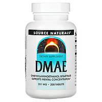 DMAE (диметиламіноетанол), Source Naturals, 351 мг, 200 таблеток.