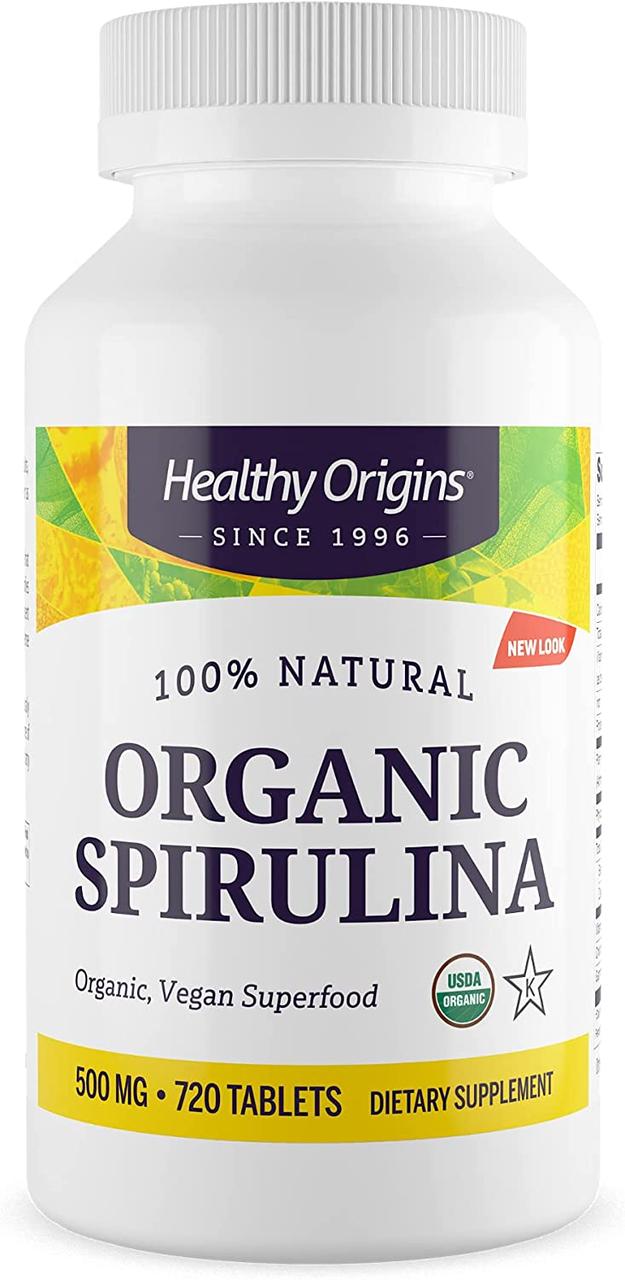 Спіруліна, Spirulina, Healthy Origins, органік, 500 мг, 720 таблеток, фото 1