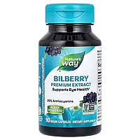 Чорниця для зору, Bilberry Premium Extract, Nature's Way, преміум екстракт, 90 веганських капсул