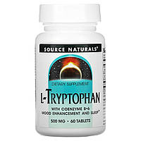 Триптофан коферментной (L-Tryptophan with Coenzyme B-6), Source Naturals, 500 мг, 60 таблеток