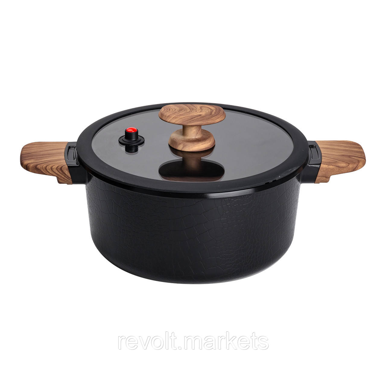 Алюмінієва каструля з керамічним покриттям антипригарним 3 л Ø 24 см чорний MGC