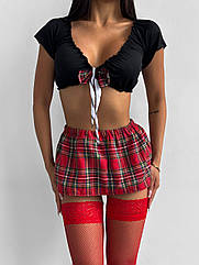 Костюм Школярка: топ із глибоким вирізом + спідниця+ трусики. Розміри S, M