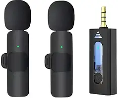 Подвійний бездротовий петличний мікрофон K35 (AUX 3.5mm)