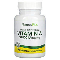 Вітамін А, Vitamin A, Nature's Plus, водорозчинний, 10000 МО (3000 мкг), 90 таблеток