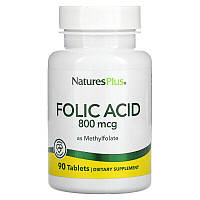 Фолієва кислота (метилфолат), Folic Acid, Nature's Plus, 800 мкг, 90 таблеток