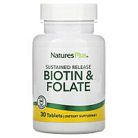 Фолієва кислота та біотин, Biotin & Folic Acid, Nature's Plus, пролонгованої дії, 30 таблеток