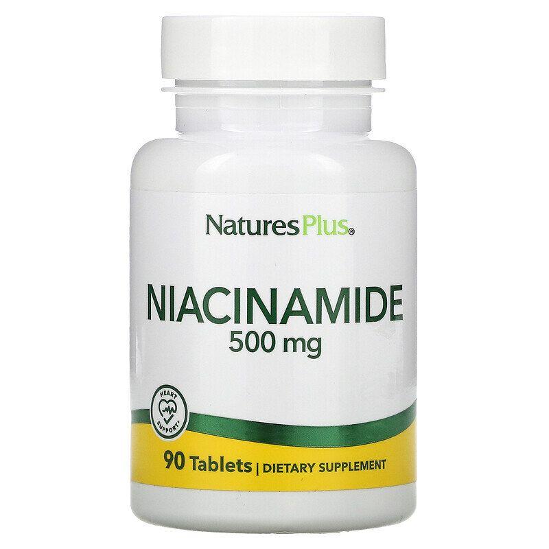 Ніацинамід, Niacinamide, Nature's Plus, 500 мг, 90 таблеток, фото 1