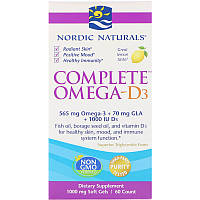 Омега 3 6 9 + D3, Complete Omega-D3, Nordic Naturals, 1000 мг, 60 капсул