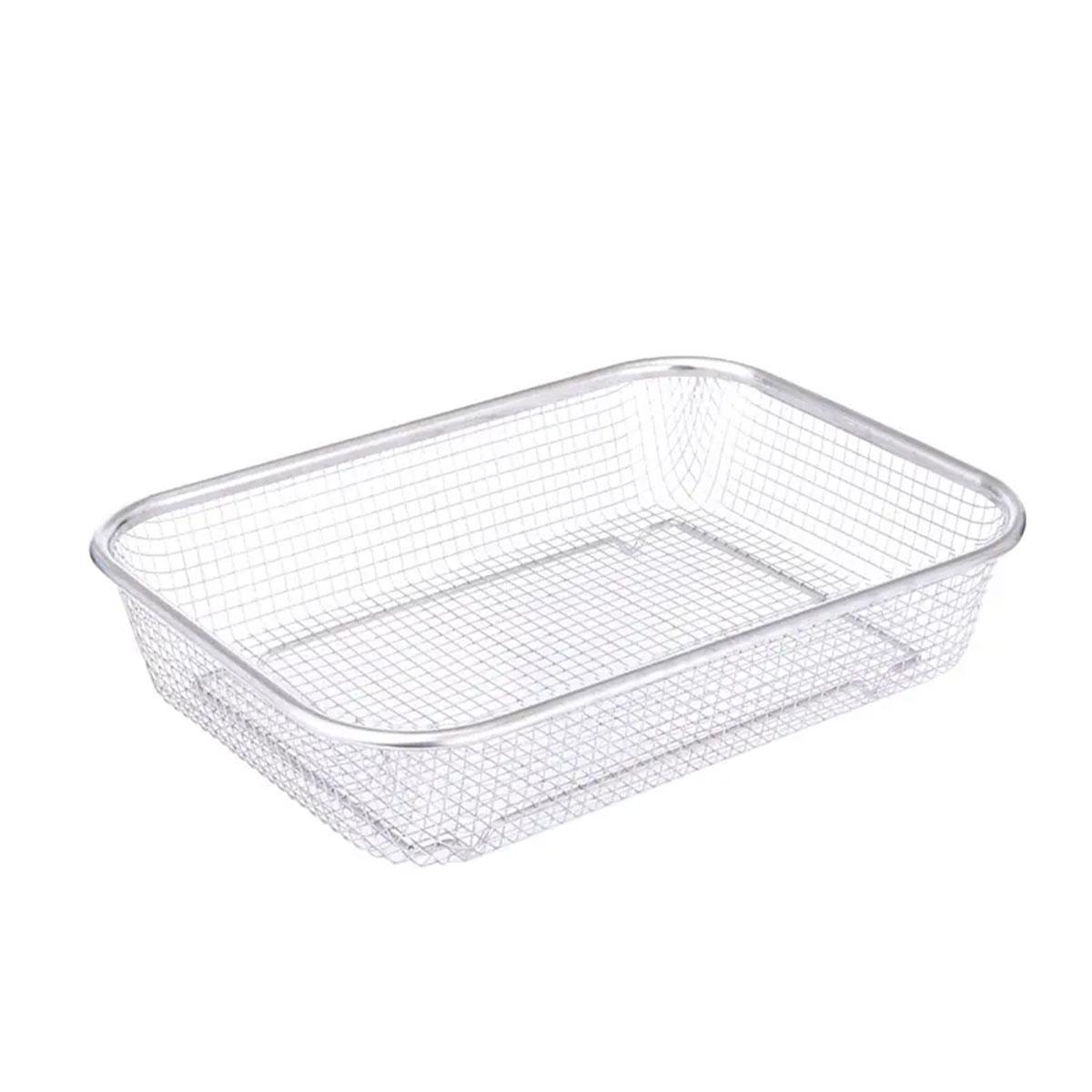 Сито-кошик для миття овочів та фруктів 37.5х27.5х6.8 см друшляк з нержавіючої сталі