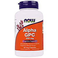 Альфа (гліцерофосфохолін), Alpha GPC, Now Foods, 300 мг, 60 вегетаріанських капсул