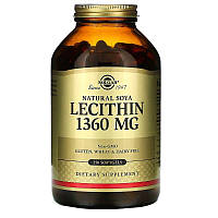Лецитин соєвий, Soya Lecithin, Solgar, натуральний, 1360 мг, 250 гелевих капсул