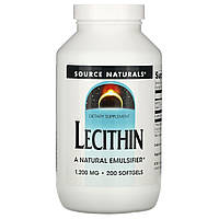 Лецитин, Lecithin, Source Naturals, 1200 мг, 200 капсул