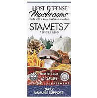 Підтримка імунітету, Immune Support STAMETS 7, Host Defense, щоденна, суміш із 7 видів грибів, 60 вегетаріанських капсул