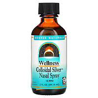 Колоїдне срібло, Colloidal Silver, Source Naturals, Wellness, спрей, 10 PPM, 59.14 мл.
