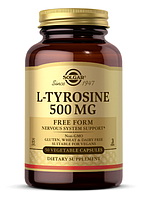 Тирозин, L-Tyrosine, Solgar, 500 мг, 50 вегетаріанських капсул