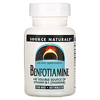 Бенфотіамін, Benfotiamine, Source Naturals, 150 мг, 60 таблеток