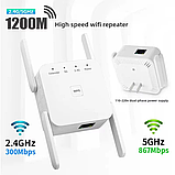 Бездротовий Wi-Fi ретранслятор, репітер Fenvi 1200 Підсилювач сигналу Wi-Fi 5 Ггц, 2.4 1200 Мбіт/с, фото 3