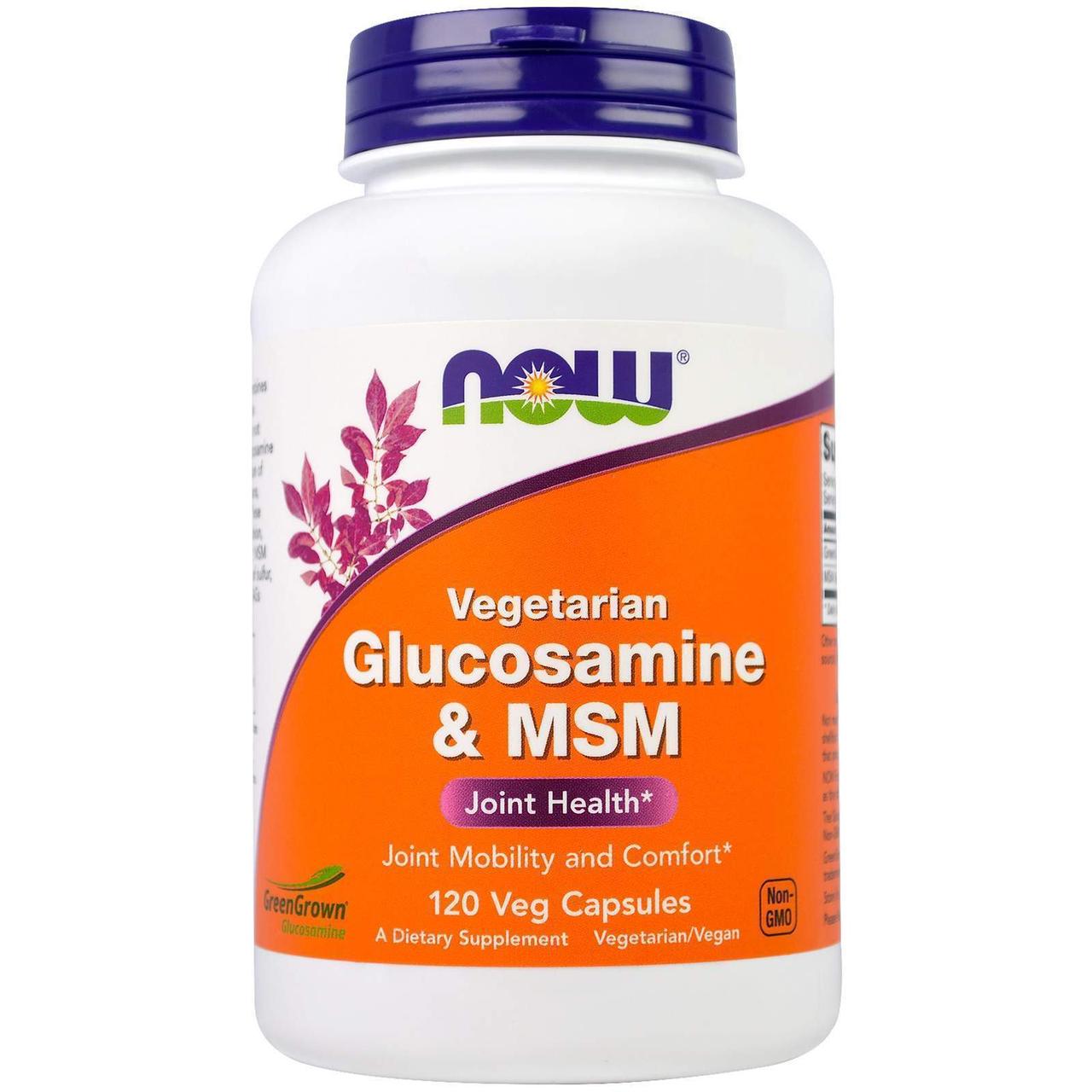 Глюкозамін та МСМ, Glucosamine & MSM, Now Foods, 120 вегетаріанських капсул, фото 1
