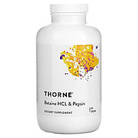 Бетаїну гідрохлорид + пепсин, Betaine HCL & Pepsin, Thorne, 450 капсул