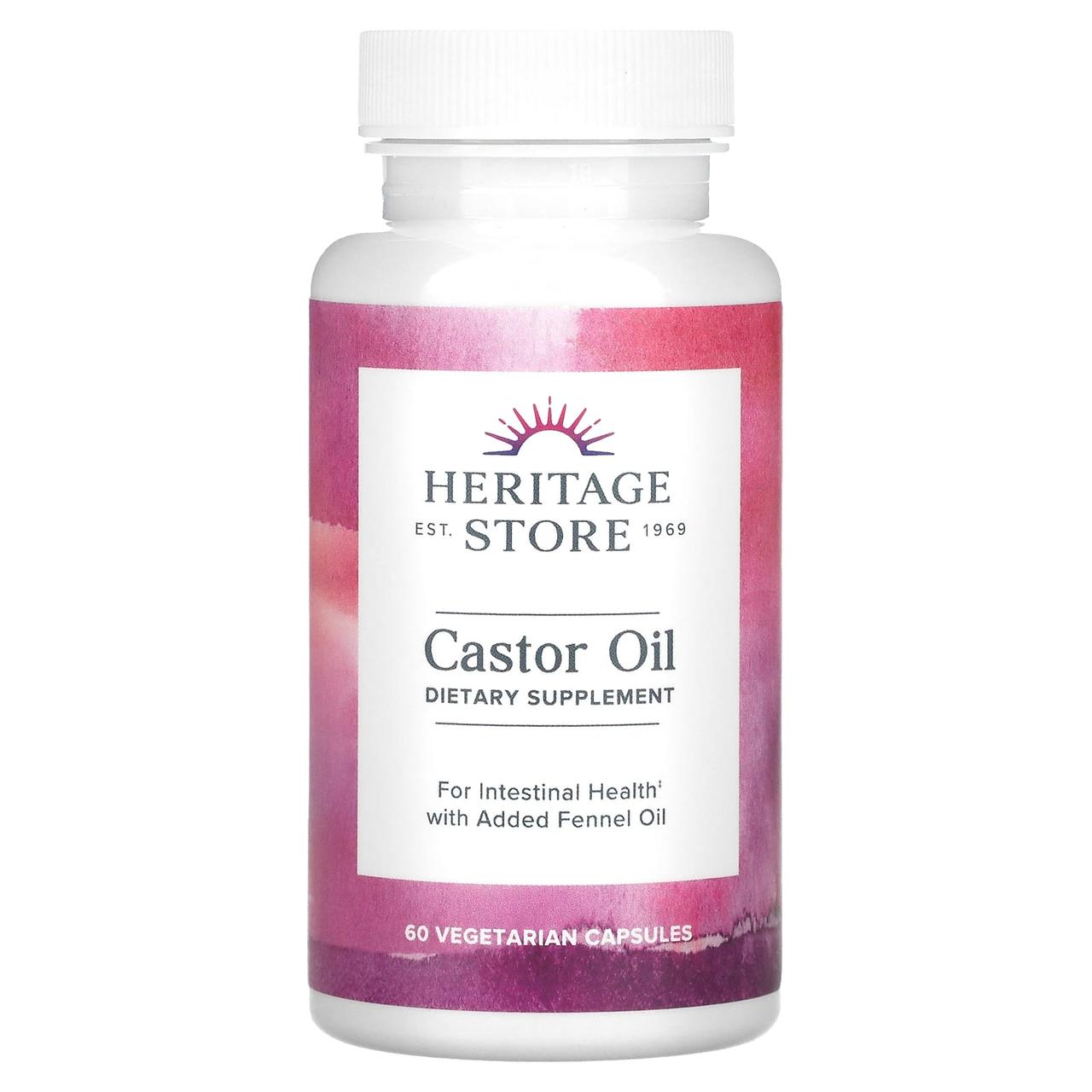 Касторова олія, Castor Oil, Heritage Products, 725 мг, 60 вегетаріанських капсул, фото 1