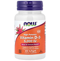 Вітамін D-3, Vitamin D-3, Now Foods, високоефективний, 125 мкг (5000 МО), 240 гелевих капсул