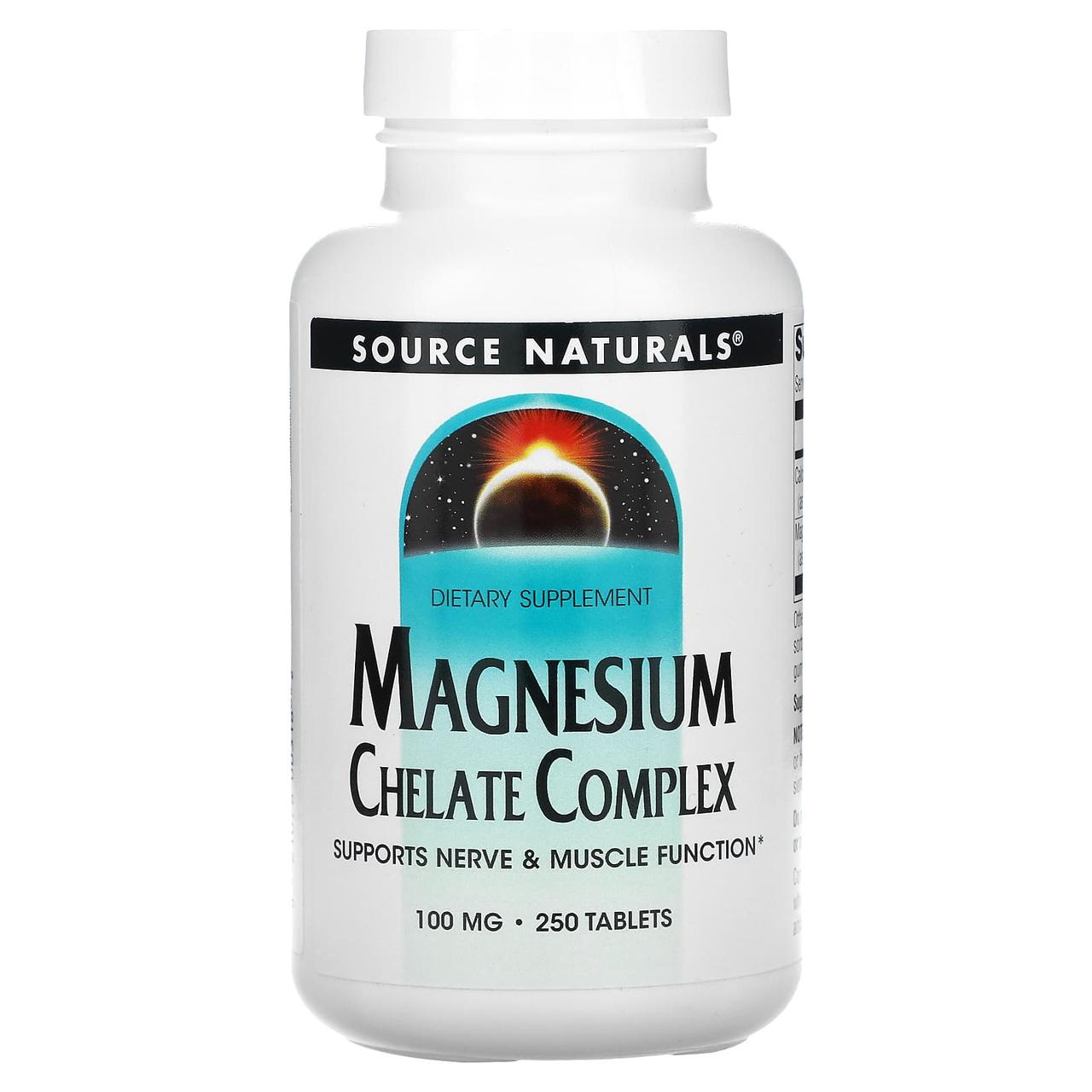 Магній хелат, Magnesium Chelate, Source Naturals, 100 мг, 250 таб., фото 1