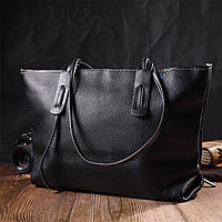 Сумка молодежная для девушек, женская сумка из натуральной кожи Vintage Черная