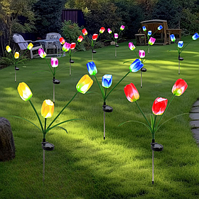 Садовий світильник на сонячній батареї квітка тюльпан LED, для двору, тераси, 1 шт.