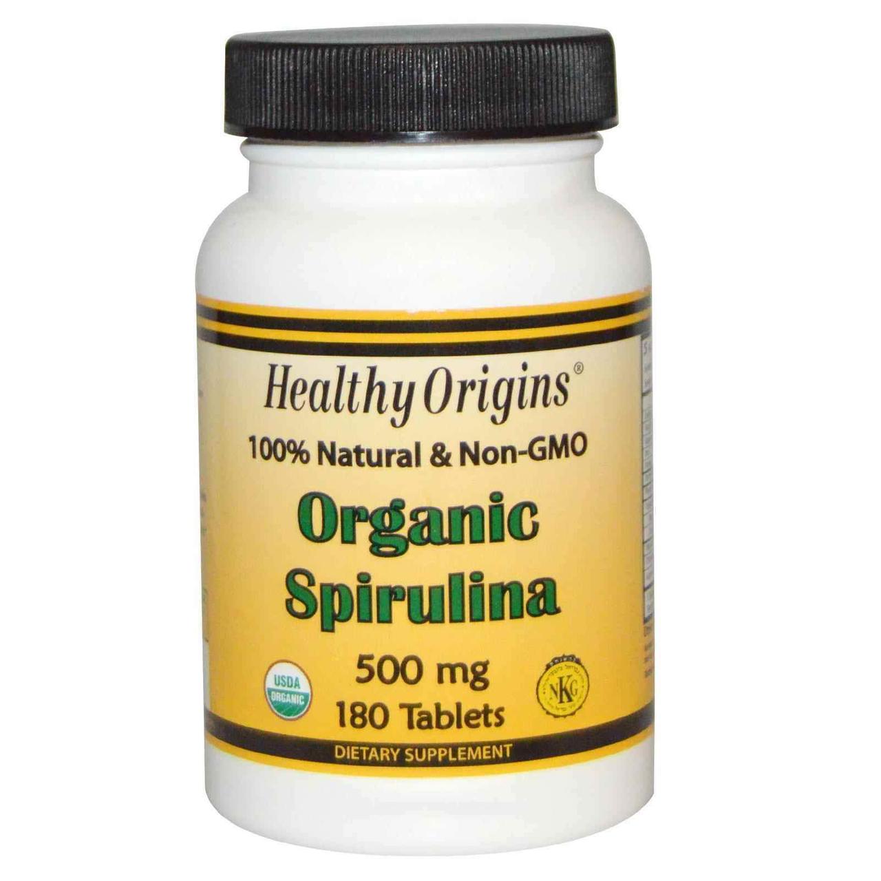 Спіруліна, Spirulina, Healthy Origins, органік, 500 мг, 180 таблеток, фото 1
