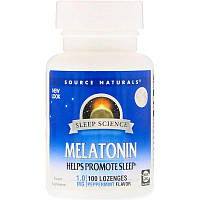 Мелатонін, Melatonin, Source Naturals, м'ята, 1 мг, 100 льодяників