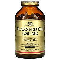 Лляне олія, Flaxseed Oil, Solgar, 1250 мг, 250 гелевих капсул