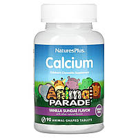 Кальцій для дітей, Calcium Children's Chewable, Nature's Plus, Animal Parade, ваніль, без цукру, 90 жувальних таблеток у формі