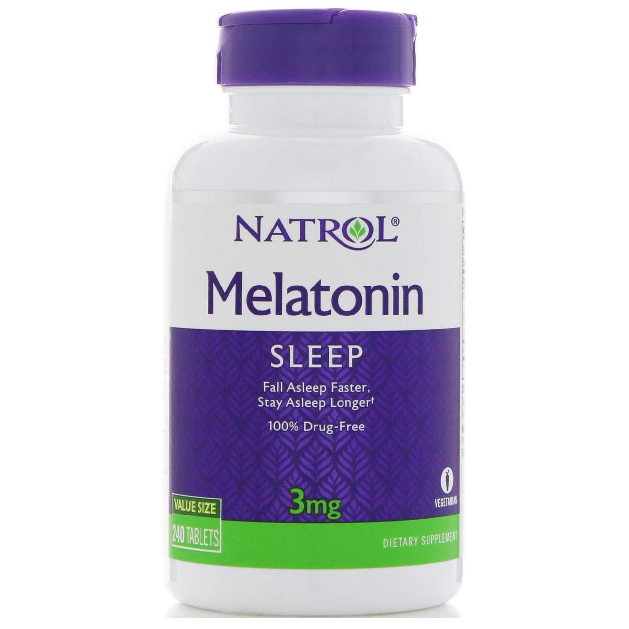 Мелатонін, Melatonin, Natrol, 3 мг, 240 таблеток, фото 1