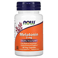 Мелатонін, Melatonin, Now Foods, 3 мг, 60 вегетаріанських капсул